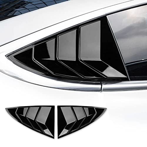 KUNGKIC 2 Pack Rear Window Sunshade for Tesla Model 3 2017-2021 ABS Windshield Sun Rain Protection Sports Style Decoration (Gloss Black)
