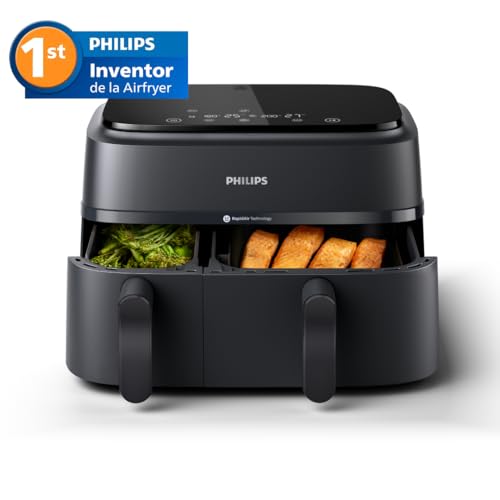 Miniatura 2 de Philips Airfryer Con Dual Basket Serie 3000, 9l, Freidora De Aire Con 2 Cestas, Tecnología Rapid Air, Grande Y Versátil, 90 Menos Grasa Y Ahorro De Energía, Aplicación De Recetas Homeid Na350 00