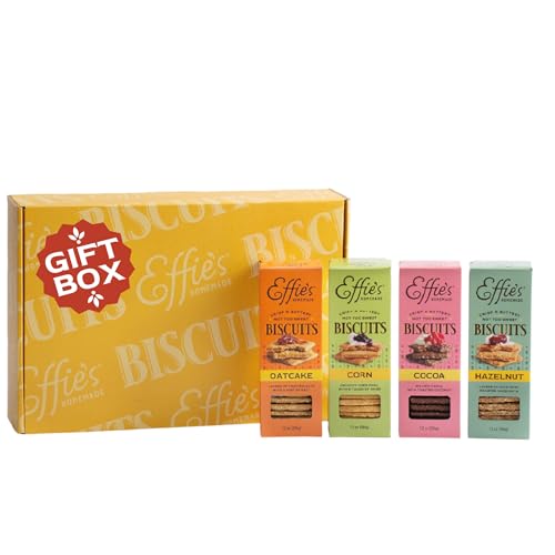 Effie's Homemade Biscuits - Gift Box Sampler - Oatcakes, Cocoa, Corn, Hazelnut - 4 Pack