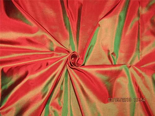 Tissu taffetas 100 % pure soie pour confectionner une robe de soirée rouge vert