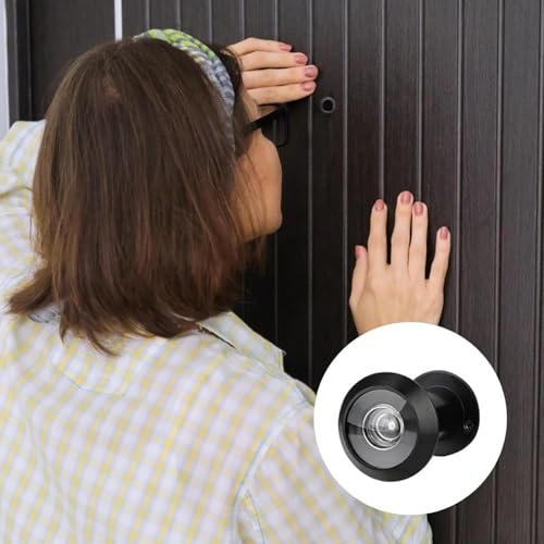 Türspion mit Sichtschutz 200° Weitwinkel Edelstahl Optische Glaslinsen Bohrloch Ø 16mm Spion mit Bohrer Einstellbare Länge Türspion- Spio für 35-60mm Dicke Türen (Schwarz)