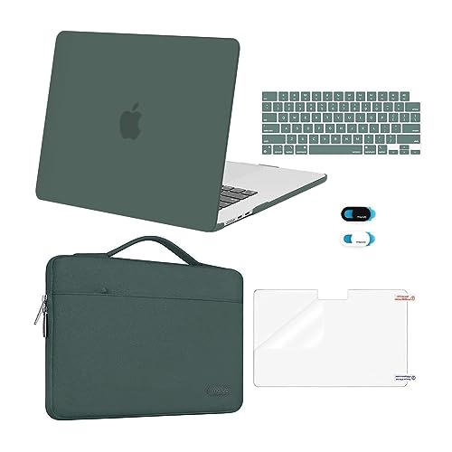 Image of MOSISO Compatible with MacBook Air 15 inch Case M5 2026 M4 M3 M2 2025-2023 | A3448 A3241 A3114 A2941, Protective Hard Shell&Carrying Sleeve Bag&Keyboard Cover&Webcam Cover&Screen Film, Emerald Green