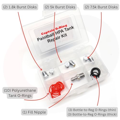 Image of Captain O-Ring Paintball Tank Repair Kit (Burst Disks, Fill Nipple, Tank O-Rings, etc)