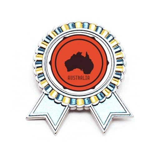 Broche carte des saveurs de l'Australie d'une finition métallique taille M haut de gamme