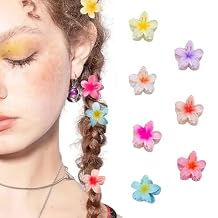 Flower Claw Clip,7pcs Medium Cute Non Slip Plumeria 4CM Hawaiian Hair Jaw Clip Hawaii Beach Tropical Hair Accessories for Thick,Thin Straight, Curly Wavy Hair, Gifts for Women Teen Girls 4CM