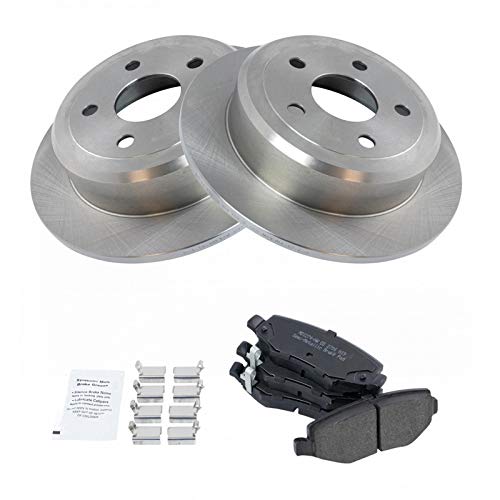 Image of TRQ Rear Brake Pad and Rotor Set Semi Metallic Solid Rotors | For 2007-2017 Jeep Wrangler 2018 Wrangler JK
