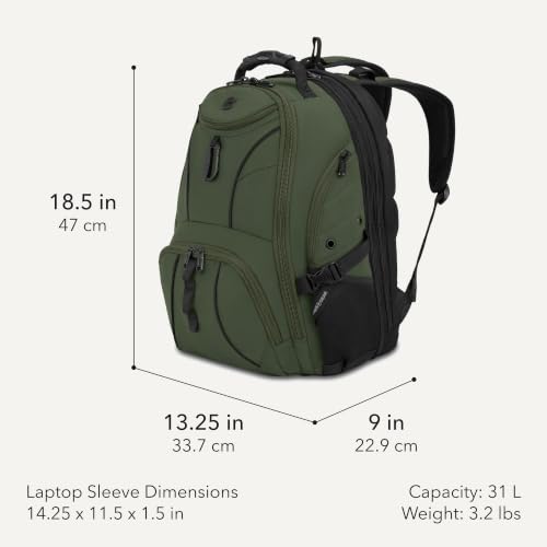 Image of SWISSGEAR Sion 2-Piece Travel Set, Softside Expandable Carry-On Spinner Bundled with 1900 ScanSmart 17 inch Laptop Backpack with RFID Blocking & Tech Organization, Evergreen