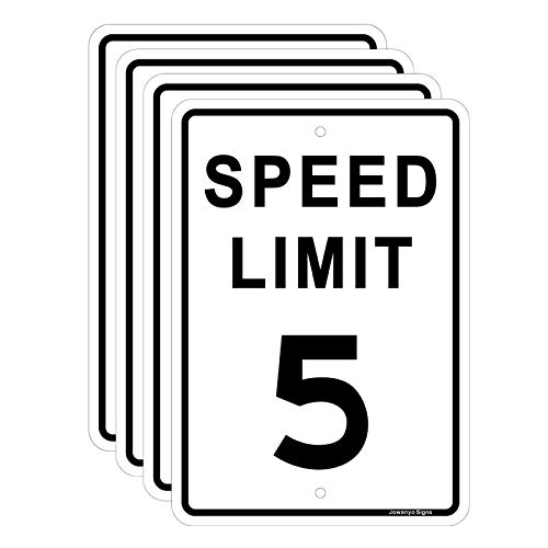Speed Limit 5 MPH Sign,Slow Down Traffic Sign,17 x 12 inches,Reflective Aluminum,Easy to Mount,UV Protected,Weather Resistant,Waterproof,Durable Ink,Outdoor Use(4 Pack)