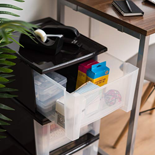 IRIS USA 17 Qt. Medium Plastic Stacking Drawer, Stackable Storage Organizer Unit with Sliding Drawer for Bedroom Kitchen Under Sink Pantry Craft Room Dorm Office, Black, 4-Pack by IRIS USA - Image 5