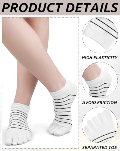 Image of Sintege 5 Pairs Stripe Toe Socks Women Colorful Finger Sock with Toes Separated Ankle Socks for Athletic Running Women Men