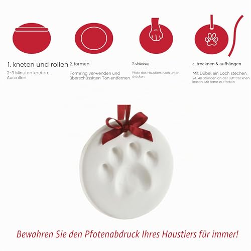 Pearhead Haustierpfotenabdruck, rund, weiß, DIY-Kit, Weihnachten