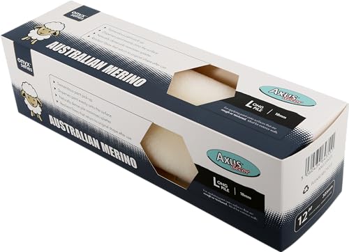 Axus Decor Paint Roller Sleeve, 12 Inch - Merino Sheepskin Roller Sleeve, Long Pile, for Professional & DIY Projects, Suitable for Uneven or Rough Surfaces, Compatible with Double Arm Frames, Onyx
