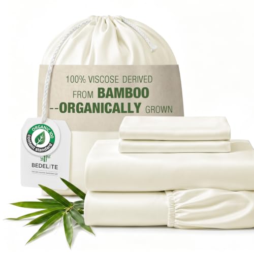 Image of BEDELITE Bamboo Viscose Sheet Set, Full Size, 4 Pieces, Ivory