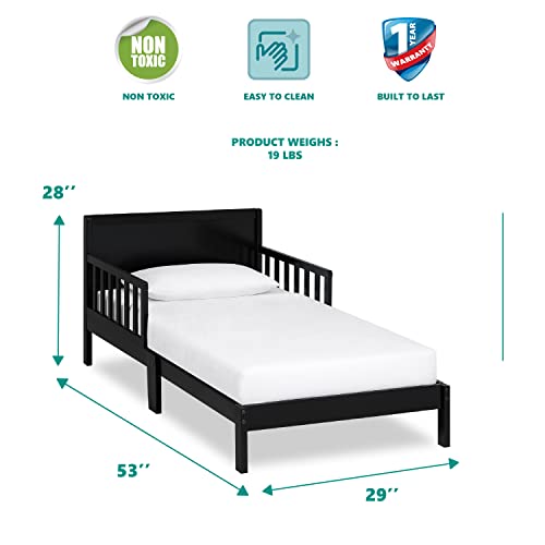 Dream On Me Brookside Toddler Bed In Black, Greenguard Gold Certified, Jpma Certified, Low To Floor Design, Non-Toxic Finish, Safety Rails, Made Of Pinewood #TOP4