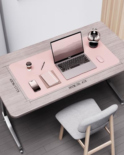 Image of YSAGi Double-Sided Desk Mat, Eco Cork & Leather Desk Protector, Large Mouse Pad & Writing Pad for Office /Home (31.5 inchx15.7 inch, Pink+Cork)