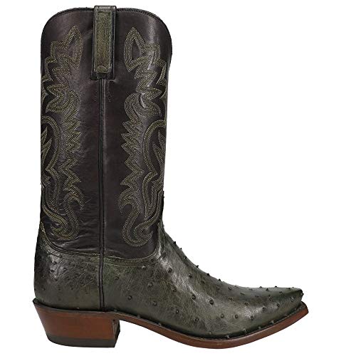 Lucchese Mens Dante Ostrich Snip Toe Dress Boots Mid Calf - Brown, Green - Size 9.5 D #TOP15