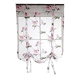 Garneck Up Curtain Floral Roman Shades Curtain Rod Pocket Sheer Voile Darkening Balloon Valance for Home Kitchen Office Windows Size 1