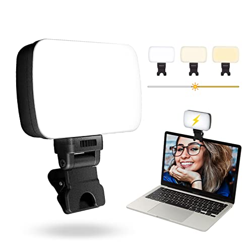Led Video Light,Rechargeable Video Conference Lighting Kit, Adjustable Portable Laptop Lighting with Clip, 3 Light Modes & 10 Dimmable Brightness Levels, for Online Meeting, Live Streaming, Makeup