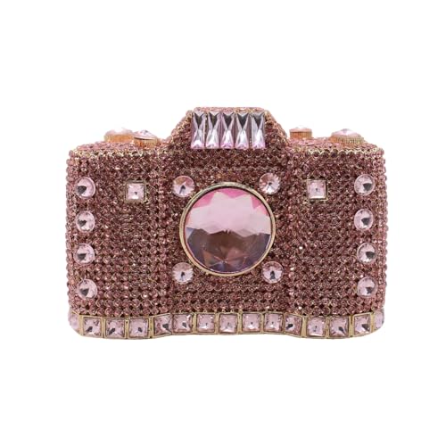Image of UMREN Novelty Crystal Camera Shaped Clutch Purse for Women Sparkly Rhinestones Evening Clutch Bag Glitter Bridal Prom Handbag