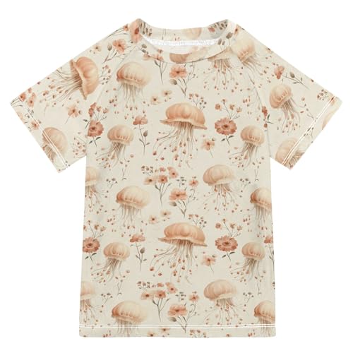 Rash Guard Bathing Suit Girls Short Sleeve Rash Guard Boys 3T Cute Aliens Head White