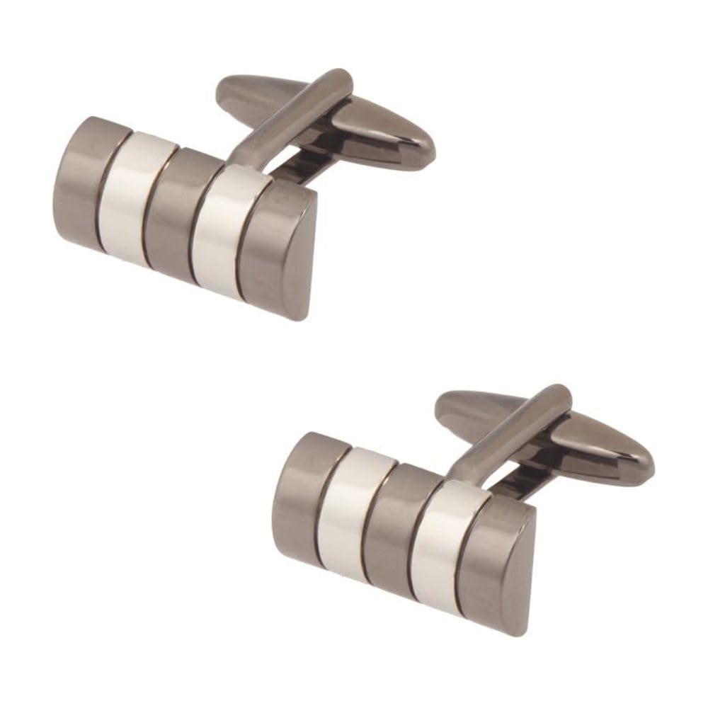 The Tie HubRectangular Gunmetal And Silver Cufflinks For Men