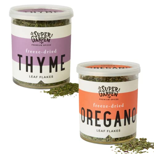 Freeze Dried Thyme And Oregano Bundle - 100% Pure & Natural Freeze Dried Spices For Cooking - Dried Herbs, Spices & Seasonings By Super Garden #TOP26