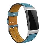 monoii Charge5 交換 バンド Fitbit互換品 革 ベルト レザー c813(ブルー)