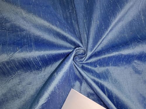 Tissu pure soie bleu ciel d'exception Dupioni 137 cm avec flammes pour haute couture