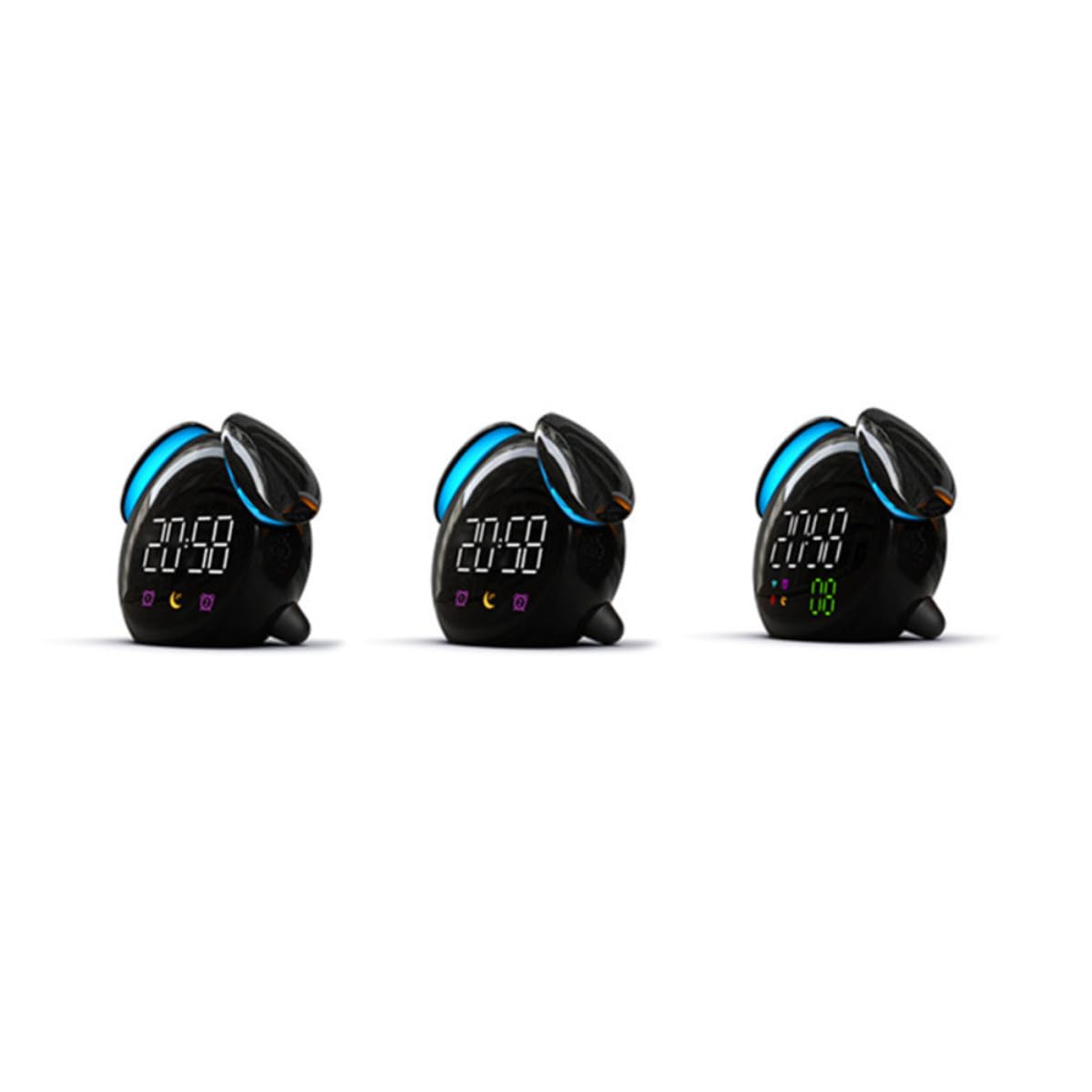Reloj Despertador Creativo Luz de Día y Noche, Alarma Súper Fuerte, Color Negro, Material Plástico, Adecuado para Dormitorio y Oficina