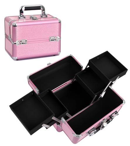 Makeup Train Case with Dividers and Lock