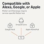 Amazon Basics Smart Plug, Matter Compatible, Compatible with Amazon Alexa, Google Home, Apple HomeKit, Matter Hub Required, 2.4 GHz Wi-Fi only, White, X-Pack (Pack of 2)