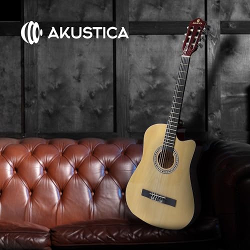 AKUSTICA VC-2 Violão Acústico Cutaway, Cordas de Nylon, com Tensor (Natural)