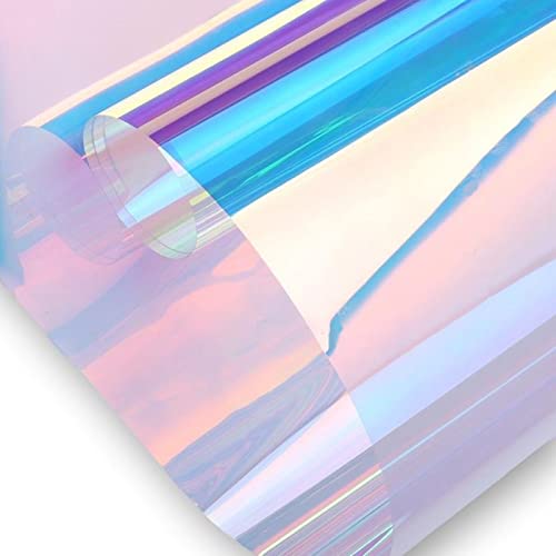 moonfarm オーロラ フィルム 37cm×1～2m レインボー 透明 ラッピング シート クリスマス 誕生日 (青 1m)