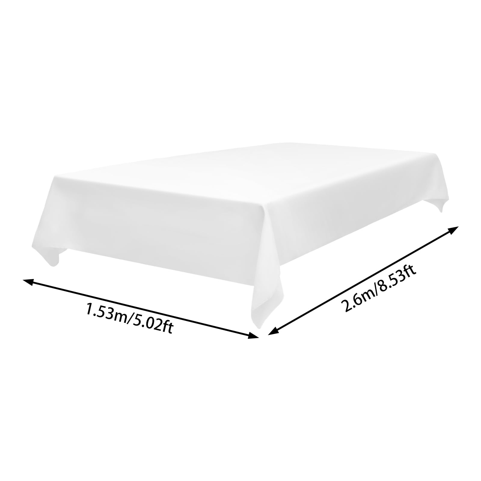 Lot de 10 nappes lavables - 260 cm × 153 cm - Blanc - En 100 % polyester - Avec protection anti-taches - Durable - Résistant aux rayures - Pour salon, salle à manger, balcon, jardin