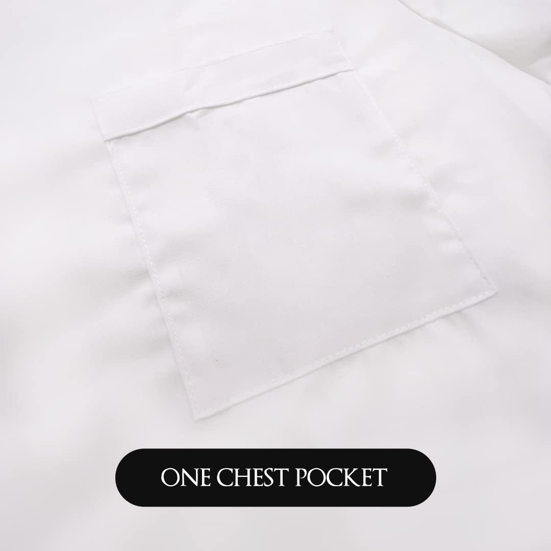 Betty Dain Classic Barber Jacket, Barber Design, Band Collar, Shoulder Snaps, Single Chest Pocket, Concealed Side Zipper Closure, Soft Cotton/Polyester Blend, Machine Washable, White, 2XL