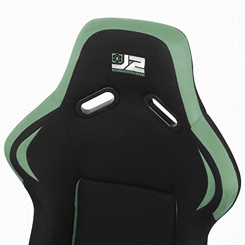 ‎J2 Engineering J2-Rs-001-Gn Pair Of Universal Fixed Position Bucket Racing Seat W/Side Mount Brackets & Sliders For 4 Or 5 Point Harness, Black/Green #TOP2