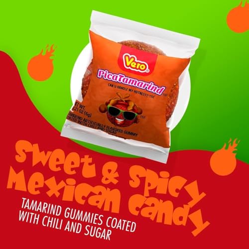 Vero Pica Tamarind Gummy Candy with Chili Powder and Sugar Coating 100 Piece Individually Wrapped (1 Lb, 5.15 Ounces) Mexican Candy Bulk for Piñatas, Parties & Holidays - Thumbnail 4