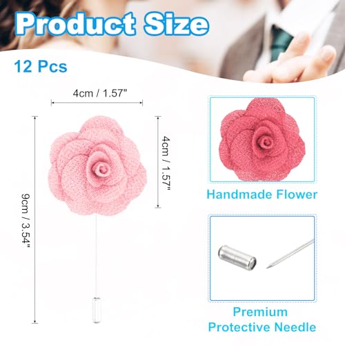 Image of PATIKIL Flower Boutonnieres Pin, Handmade Camellia Lapel Pin for Men Women Suit Wedding Graduation Anniversary Brooch Outfit Accessories