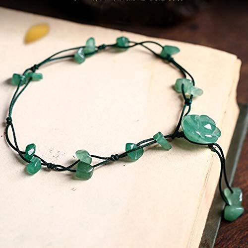 Fashion Handmade Braided Rope Anklet Natural Amethyst Flower Stone Beach Anklet For Women Girls (Purple) #TOP5