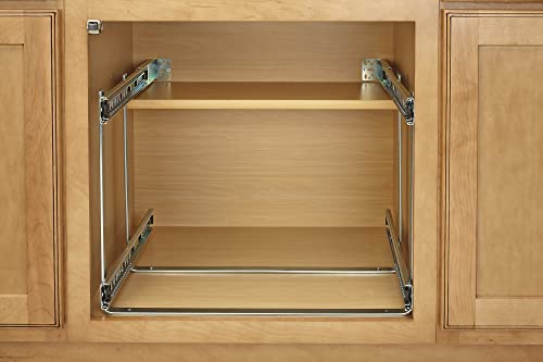 Rev-A-Shelf Two-Tier Steel Wire Pull Out Cookware Cabinet Organizer W/Soft Close, Chrome #TOP19