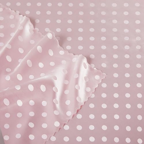 HommxJF 6Pack Blush Pink Polka Dot Satin Table Cloth 90 x 90 Inches,Blush Pink Round Tablecloth Stain Resistant Wrinkle Free Silkly Soft Table Cloths for Wedding, Dining Room, Indoor and Outdoor Use by HommxJF - Used condition - Image 5