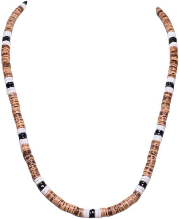 Puka & Coconut Shell Beads Necklace (18")