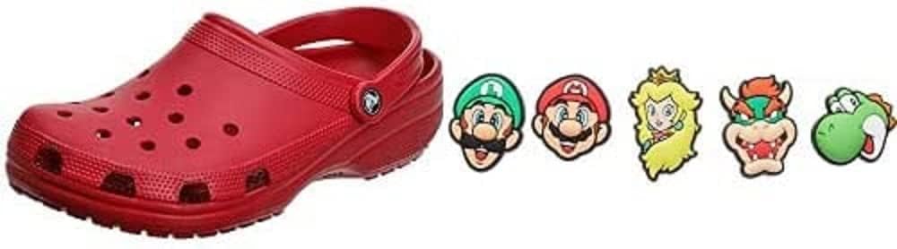 Crocs Mens and Womens Classic Clog w/Jibbitz Charms 5-Packs