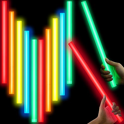 Lewtemi 10 Pcs Large Glow Sticks Big Giant Jumbo Halloween Christmas Emergency Light Stick for Camping Accessories Survival Kit(Bright Color 16 Inch)