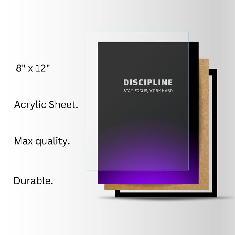 Image of Wall Framed Posters 8x12 inch Motivational Quotes Posters Discipline Photo Frame - Stay Focused, Work Hard - Inspirational Desk & Wall Decor for Home and Office