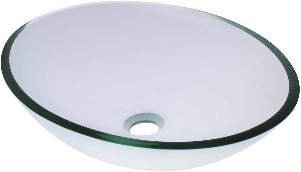 Miseno MNO-C2108 Oval 20" Tempered Glass Vessel Bathroom Sink - Flat Black Drain