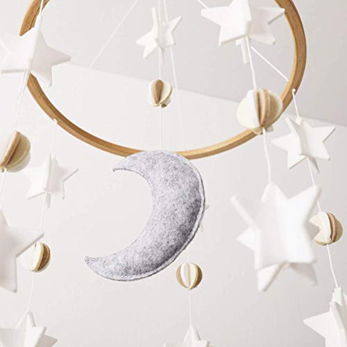Sorrel + Fern Moon & Stars Nursery Set - Includes Baby Crib Mobile (Moon, Stars & Planets) + Wooden Baby Crib Mobile Arm - For Boys & Girls #TOP5