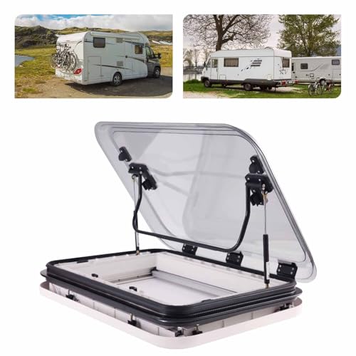 PRMTYUP RV Roof Vent Fit, Roof Top Vent Hatch, RV Caravan Motorhome, Led Skylight Roof Window, Hatch Camper Roof Window, RV Skylight Roof Vent Hatch,White,500 * 700mm