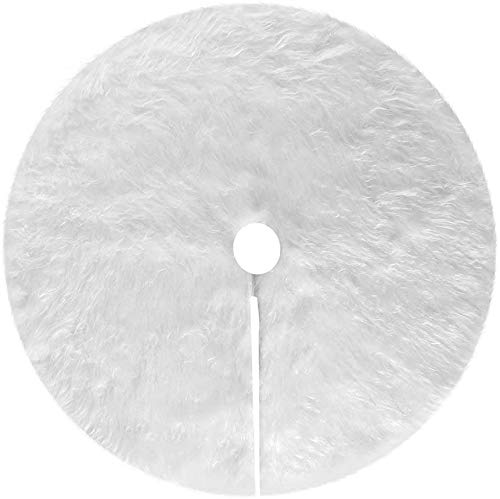 N/C Faldas de árbol de Navidad Blanco Falda del árbol de Navidad 35 Inch Alfombra Redonda Navidad para decoración de árbol de Navidad