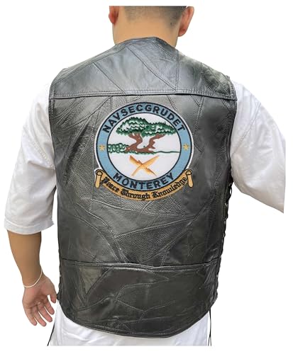 247EMBROIDERY Nsgd monterey naval security group detachment embroidered vest patch, patches, leather vest jacket